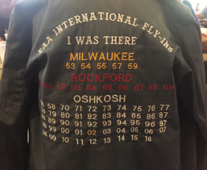 Bob Bushby's jacket - showing his attendance at every EAA Convention since its inception