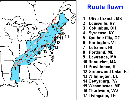 Route of Québec and New England trip